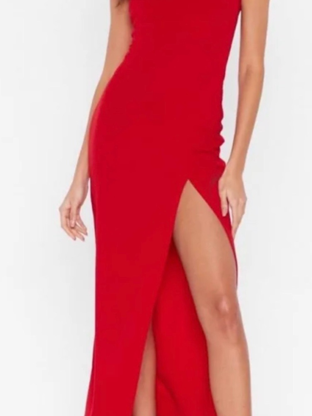 Nasty Gal Red High-Slit Maxi Dress